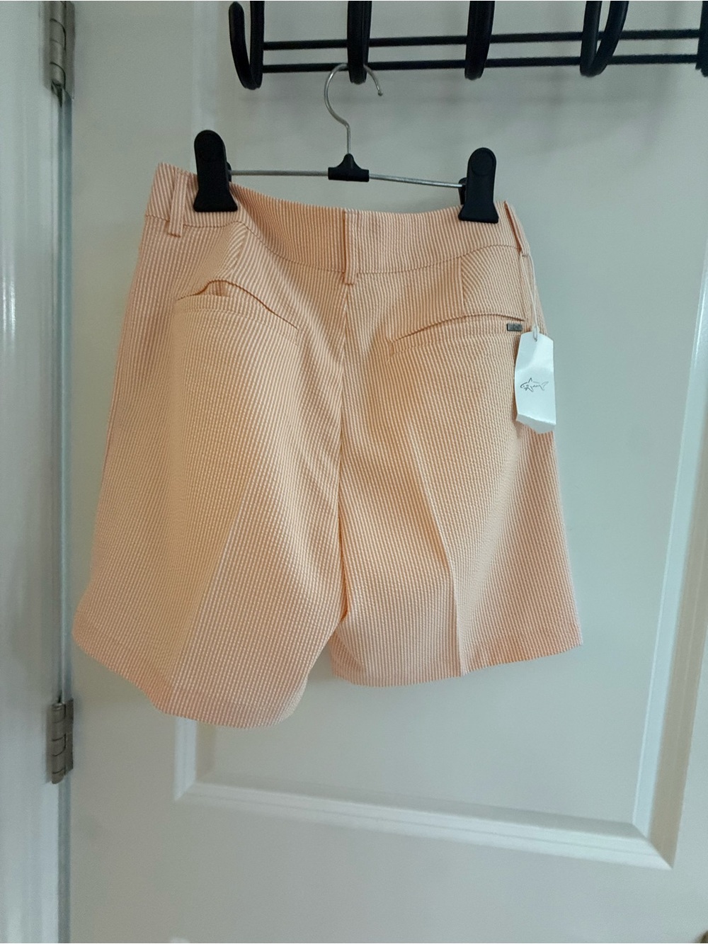 Peach Textured High-Rise Athletic Shorts